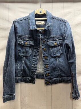 Pistola Blue Distressed Denim Trucker Button Up Jean Jacket Size Small